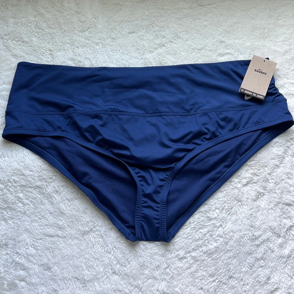 Nike Swim Womens Midnight Navy High Waist Bikini Bottom Size 3X NESSA276-440 New
